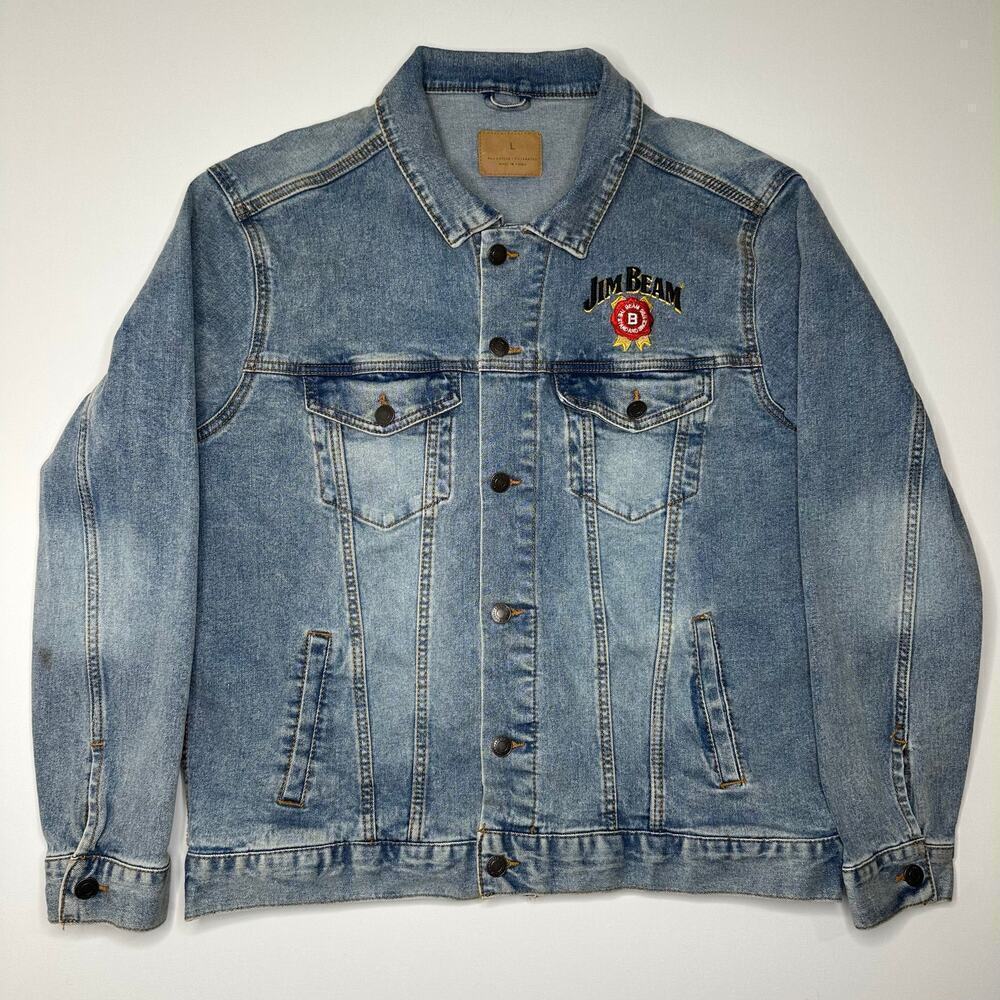 Threadfast Apparel Denim Jean Jacket with Jim Beam Embroidery -Womens Large